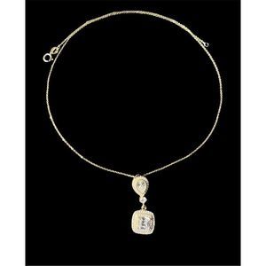 Teardrop and Baguette 925 Pendant and Necklace Set dipped in 14 K Gold